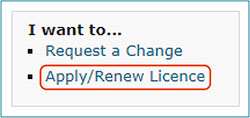Apply/Renew Licence