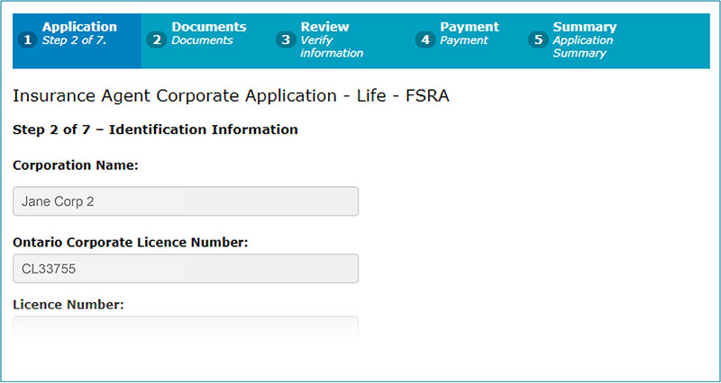 Application - Step 2 of 7