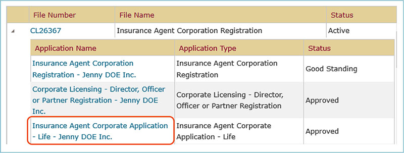 Select the Licence Application