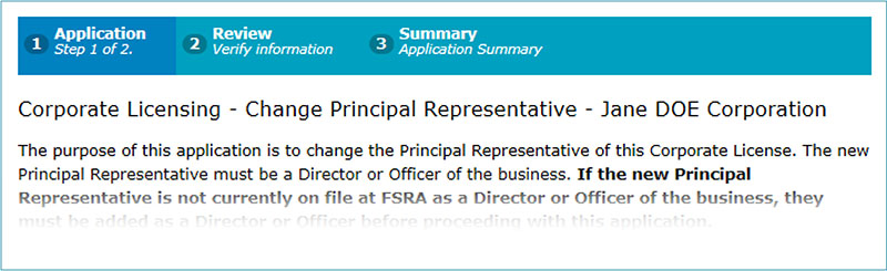 Application to change principal representative