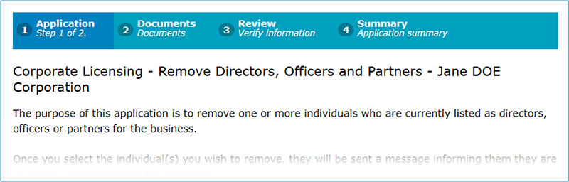 Remove Director, Officer or Principal Representative (DOP)