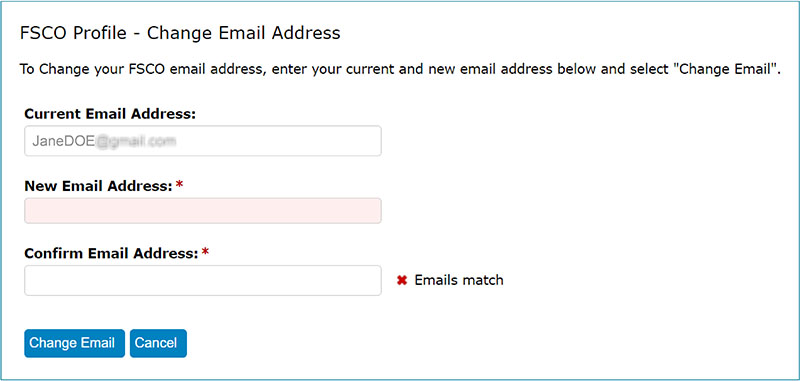 Change email address