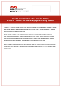 MBRCC Code of Conduct for the Mortgage Brokering Sector MBRCC Code of Conduct for the Mortgage Brokering Sector
