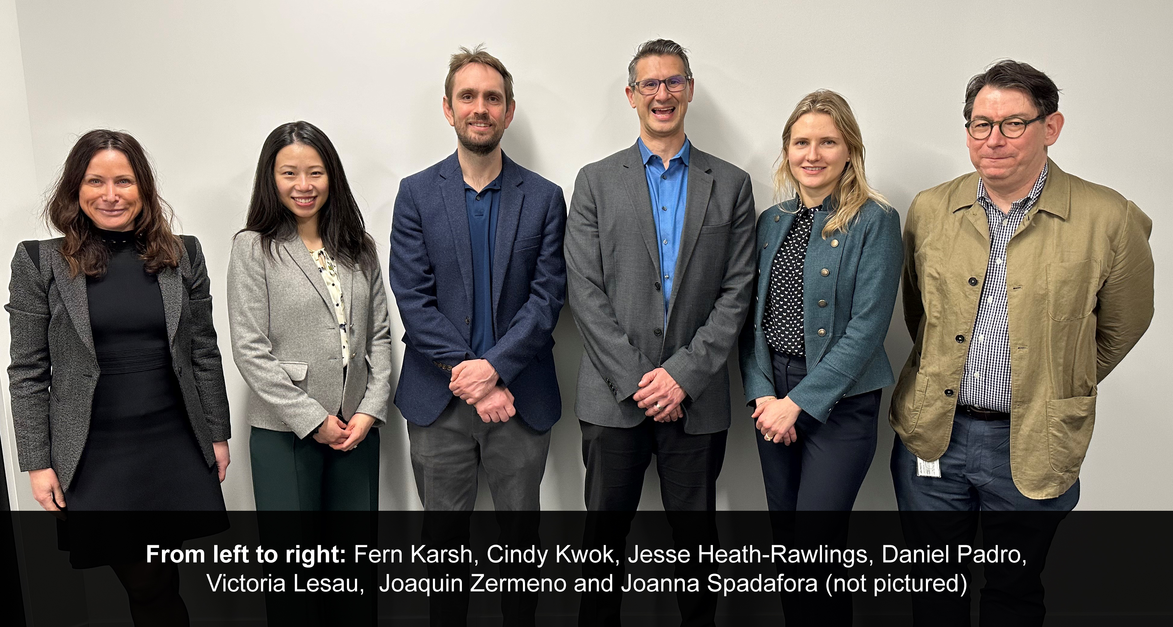 From left to right: Fern Karsh, Cindy Kwok, Jesse Heath-Rawlings, Daniel Padro, Victoria Lesau,  Joaquin Zermeno and Joanna Spadafora (not pictured)